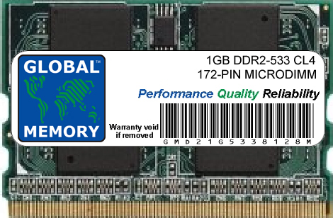 1GB DDR2 533MHz PC2-4200 172-PIN MICRODIMM MEMORY RAM FOR LAPTOPS/NOTEBOOKS